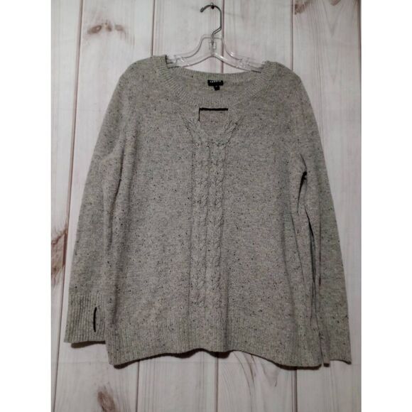 Torrid Sweater Ladies Large Torrid 0 Grey Crew Neck Cable Knit - Picture 1 of 7